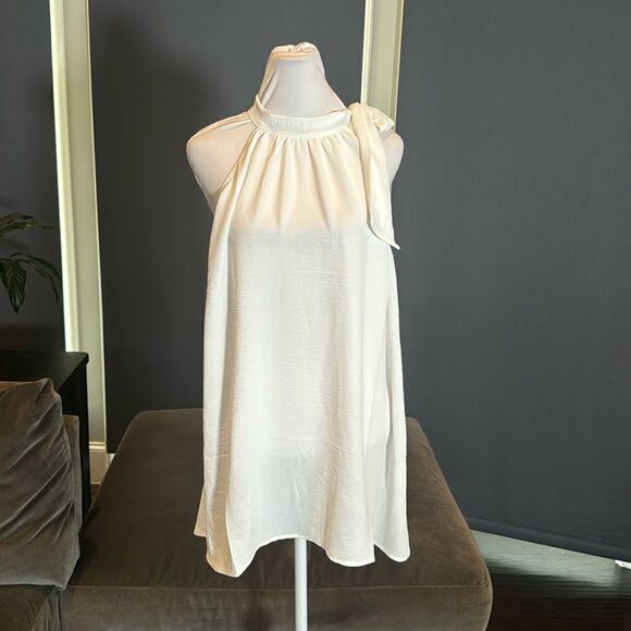 Tops - Women’s White Halter Neck Casual Loose Top Blouse Side Bow Tie Size 4XL NEW